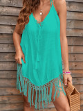 New Beach Cover-up Sexy Backless Bikini Tassel V-Neck