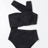New Sexy One-shoulder Hollow Solid One-piece Swimsuit Bikini
