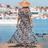 2024 New Women's Casual Vacation Printed Cardigan Bikini Swimsuit Beach Cover Up