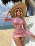 2024 Mesh Hollow Drawstring Bikini Three-piece Set