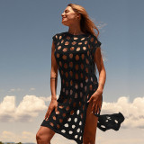 New Knitted Hollow Pullover One-piece Holiday Beach Bikini Cover-up