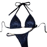 2024 Sexy T-shaped Pearl Leopard Print Swimwear Bikini