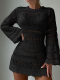 New Beach Cover-up Hollow Mesh Long Sleeve Vacation Bikini Cover-up