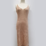 Summer Vacation Hollow Loose Tassel Solid Knitted Beach Cover-up