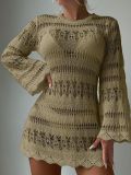 New Beach Cover-up Hollow Mesh Long Sleeve Vacation Bikini Cover-up