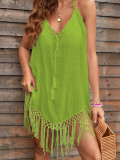 New Beach Cover-up Sexy Backless Bikini Tassel V-Neck