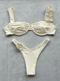 New Bkini Solid Underwire 3D Flower Two Pieces Women's Swimsuit