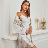 Women's Thin Long Belt Two-piece Pajamas Loungewear
