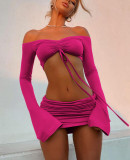 2024 Summer Sexy Drawstring Top Slim Skirt Set