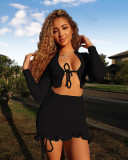 2024 Women's Sexy Ruffle Belt Pleated Two-piece Dress