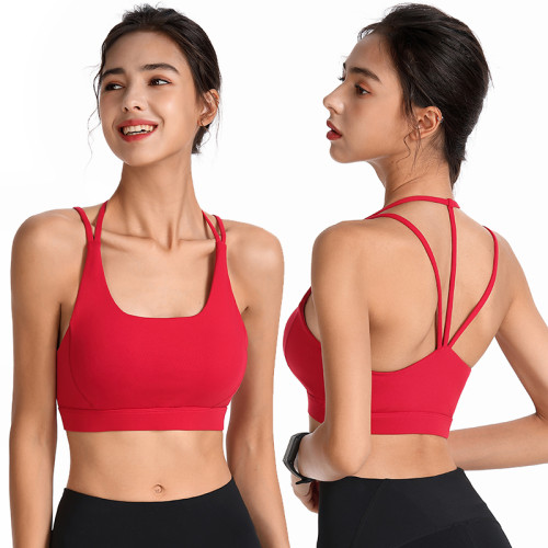 New Arrival Fashion Womens Medium Support Strappy Gym Bra