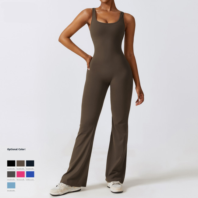New Beauty Back Butt Lifting Women's Gym  Flared Jumpsuit
