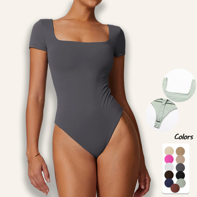 2024 New Brushed Square Neck Yoga Jumpsuit For Women
