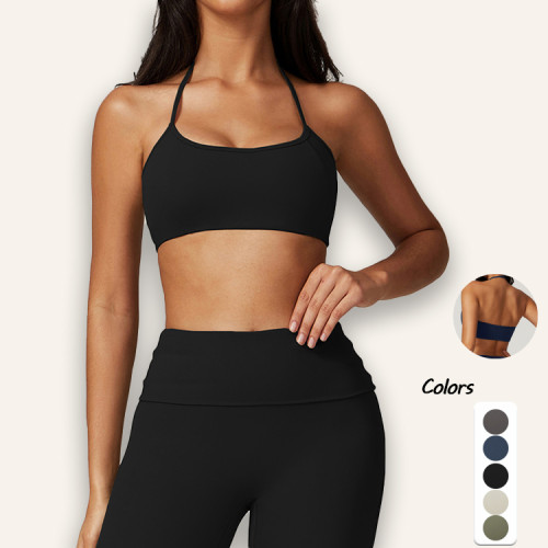 New Popular Halter Neck Beautiful Back Yoga Bra With Chest Pads