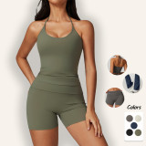 New Fashion Halter Neck Soft Suit Fitness Sports Set Woman