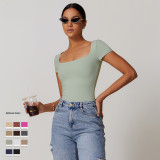 2024 New Brushed Square Neck Yoga Jumpsuit For Women