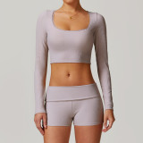New Arrival Ribbed Long Sleeve Lace Slim Fit T-shirt