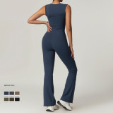 New Arrival Slim V-neck Fitness Sports Flared Jumpsuit