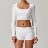 New Arrival Ribbed Long Sleeve Lace Slim Fit T-shirt