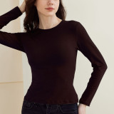 Hot Selling Women Autumn Causal Clothes Custom Logo Sexy Cotton Jersey Quick Dry Top Wholesale Long Sleeve Slim Fit T-Shirt