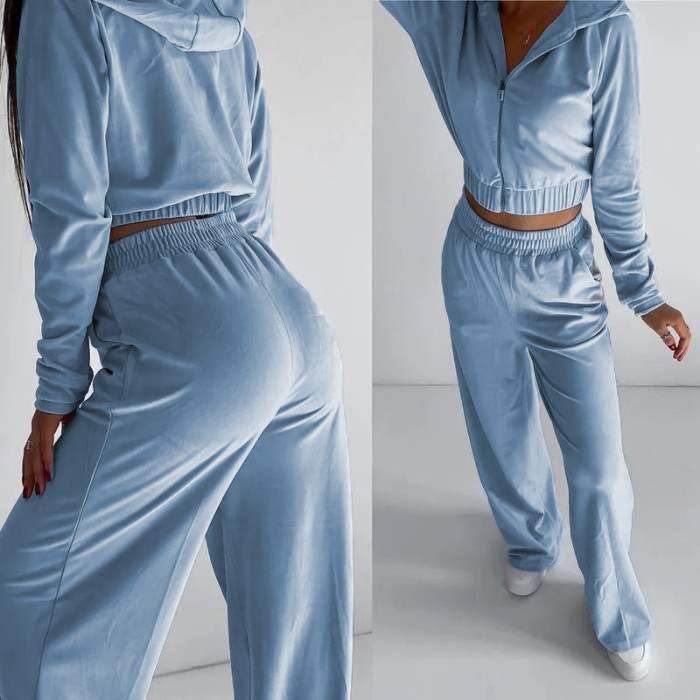Sweatshirt Spandex Casual 2pcs Hooded Set