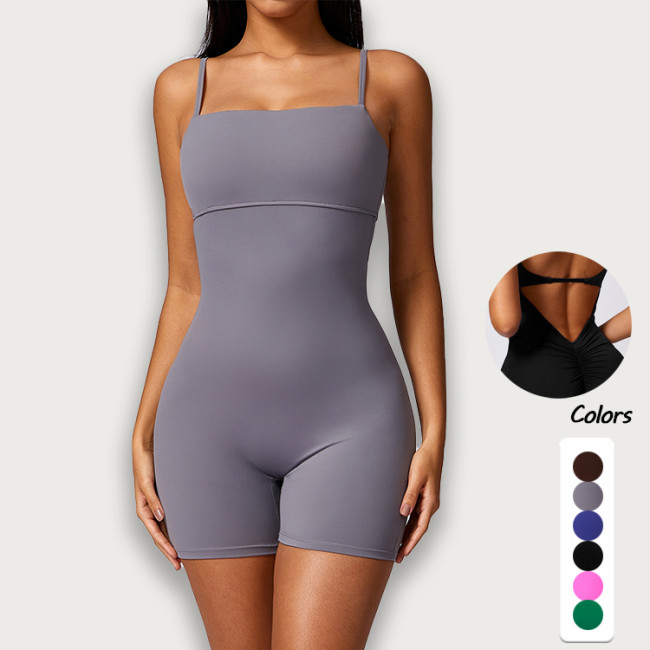 Hot Selling Sexy V-back Sleeveless Yoga Fitness Jumpsuits