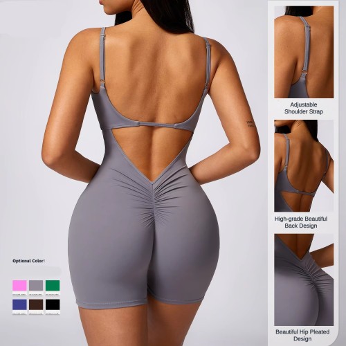 Hot Selling Sexy V-back Sleeveless Yoga Fitness Jumpsuits
