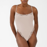 Sexy Lace Breathable Lingerie Wear Slip Solid Seamless Thong Bodysuit
