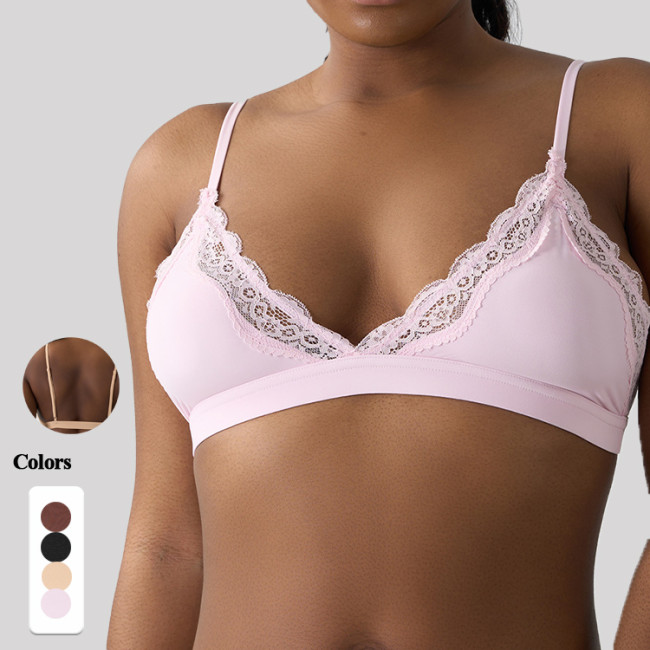Sexy Lace Lingerie Triangle Full Cup Solid Bra Soft Wholesale Causal Bra