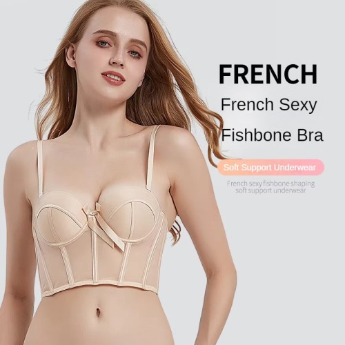 New Mesh Thin Cup Push-Up Gathered High Support Bra