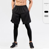 Men's Leggings Fake Two-piece Fitness Casual Stretch Quick-drying Trousers