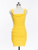 Summer New Dress Sexy Short Skirt Yellow Design Dress D117