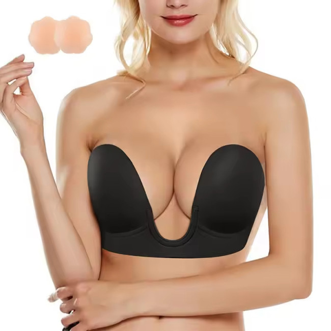 2025 New Deep V Plunge Invisible Breast Sticker Push Up Strapless  Low-Cut Bras Backless Adhesive Sticky Bras For Women