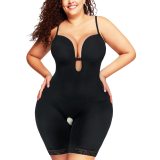 Women's Adjustable Strap Bodysuit Low Back Deep Plunge Backless Seamless Body Shape Tummy Control Mid Thigh Butt Lift Shaperwear