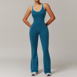 Wholesale Women's Sports Bodysuits Hollow Beauty Back Yoga One Piece Set Butt Lift Flared Dance Sports Breathable Jumpsuits