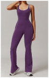 Wholesale Women's Sports Bodysuits Hollow Beauty Back Yoga One Piece Set Butt Lift Flared Dance Sports Breathable Jumpsuits