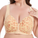 Women's Large Size Wireless Bra Push-up Front Closure Vest Underwear Breathable Wide Shoulder Straps Lace Support Bra