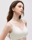 Women's Soft Unlined Lace Nursing Bra Wire-Free Support Maternity Breastfeeding Pump Bra Wave Jacquard Nursing Push-Up Underwear
