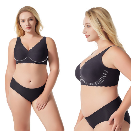 2025 New Wave Style Breathable Underwear Push-Up Smooth Comfortable Wire Free Bra Seamless Sustainable Large Size Bra For Women