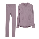 BOKIM Spring New Sexy Workout Activewear Full Zipper Comfortable Jacket High Waist Leggings Women 2 Pieces Sports Yoga Sets
