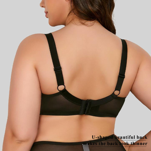 Women's Hollow Lace Bra Wide Straps Underwear for Large Busts