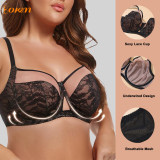 Plus Size Push up Lace Bra Full Coverage Underwire Bra for Women
