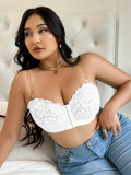Front Buckle Embroidery Bra for Women Hollow Mesh Sexy Underwear