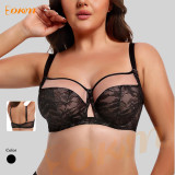 Plus Size Push up Lace Bra Full Coverage Underwire Bra for Women