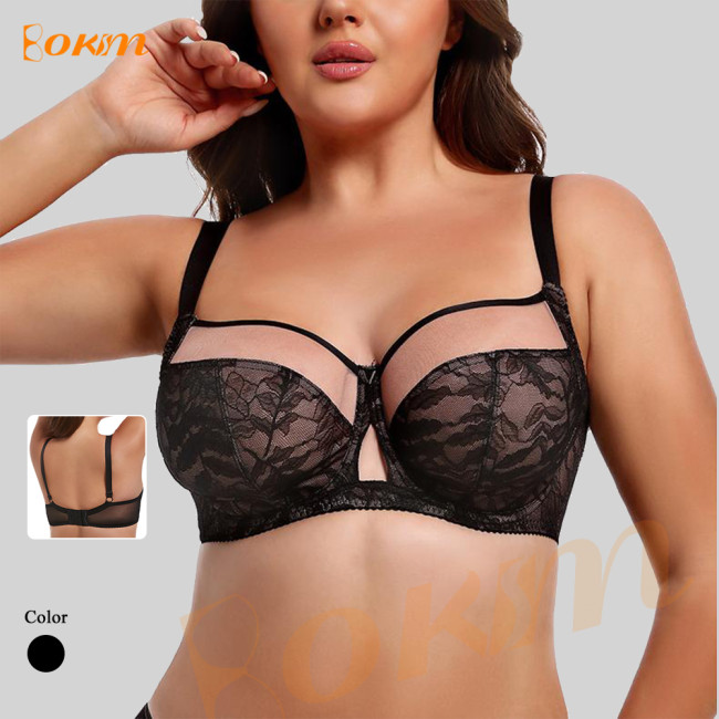 Plus Size Push up Lace Bra Full Coverage Underwire Bra for Women