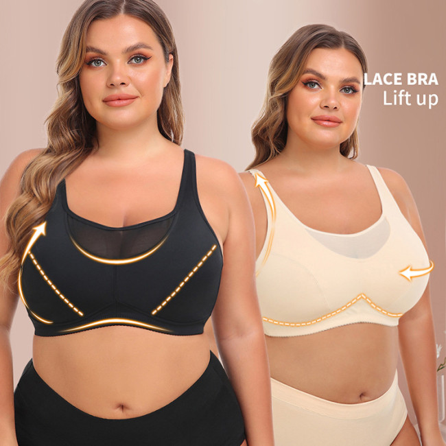 Breathable Thin Cup Causal Bra Plus Size Wireless Minimizer Bra