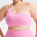 Off-shoulder sports shock-absorbing seamless bra