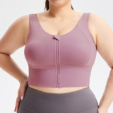 Breathable gathered shockproof plus size fitness sports bra