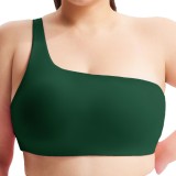 Off-shoulder sports shock-absorbing seamless bra