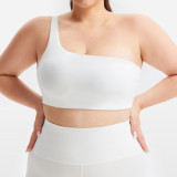 Off-shoulder sports shock-absorbing seamless bra
